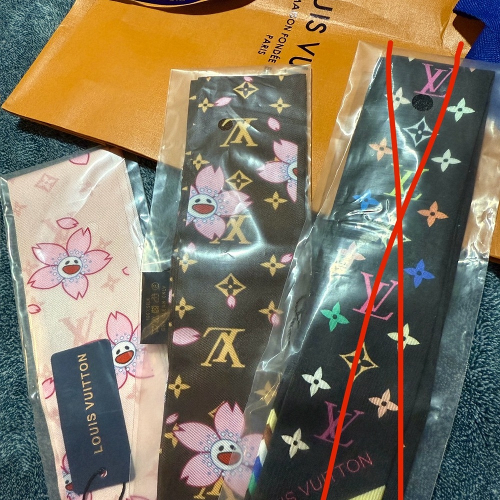 LV Cherry Blossom Pink and Brown Scarf Set